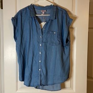 Button Down Thin Denim Top